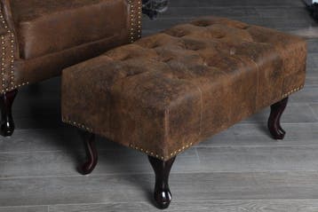 Chesterfield voetenbank 80cm antiek bruin met knoopstiksels, Ophalen of Verzenden, Nieuw