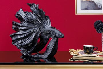 Design decoratief figuur vechtende vis CROWNTAIL 35cm zwart, Ophalen of Verzenden, Nieuw