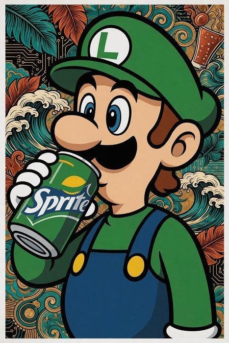 ROW - Luigi Sprite Refresh - ÉDITION UNIQUE 1/1 SIGNÉE COA, Spelcomputers en Games, Spelcomputers | Overige Accessoires