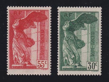 Frankrijk 1937 - Nike van Samothrake nr. 354 en 355, Nieuw**, Gestempeld