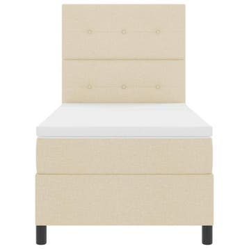 vidaXL Boxspring bed met LED-stripverlichting Crème 90 x 190, Verzenden, Nieuw, Crème, Stof