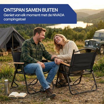 NIVADA Campingstoel 2pcs Zwart - Opvouwbaar - 120kg, Ophalen of Verzenden, Zo goed als nieuw