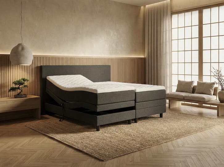Elektrische Boxspring Eefje - Antraciet - 160 x 200 cm, Huis en Inrichting, Slaapkamer | Boxsprings, 200 cm, Overige kleuren, 160 cm