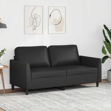 vidaXL Tweezitsbank 140 cm kunstleer zwart, Verzenden, Nieuw, Tweepersoons, Leer