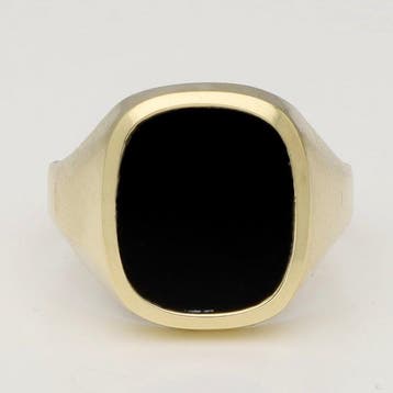 Ring - 14 karaat Geel goud - Onyx, Sieraden, Tassen en Uiterlijk, Nieuw