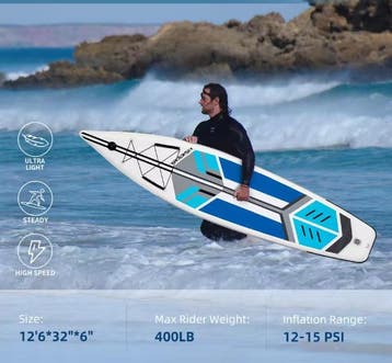 Opblaasbaar SUP board 381 cm touring stabiel hoge capaciteit, Watersport en Boten, Verzenden, Nieuw