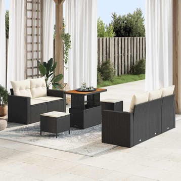 vidaXL Tuin Sofa Set met kussen 8 pcs Zwart poly rattan, Tuin en Terras, Tuinsets en Loungesets, Verzenden, Nieuw