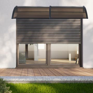[en.casa] Deurluifel Mellerud afdak 300x100 cm zwart en brui, Doe-het-zelf en Verbouw, Verzenden, Nieuw