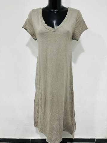 Puur katoen maxi jurk met v-hals - a-lijn - in kleur TAUPE, Kleding | Dames, Jurken, Nieuw