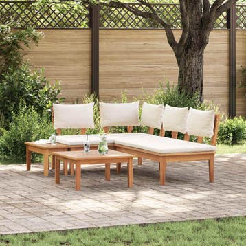 vidaXL Tuinbankenset 4 st Bruin en Crème, Tuin en Terras, Tuinsets en Loungesets, Verzenden, Nieuw, 4 zitplaatsen
