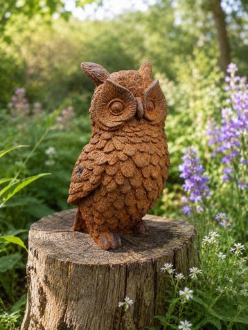 Beeldje - Beautiful cast iron owl statue with fine details -