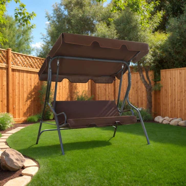 vidaXL Schommelbank 170x110x153 cm koffiekleurig, Tuin en Terras, Tuinbanken, Nieuw, Verzenden
