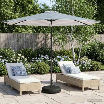 vidaXL Tuinparasol met LED-lampen en voet 300 x 300 cm, Verzenden, Nieuw, 2 tot 3 meter