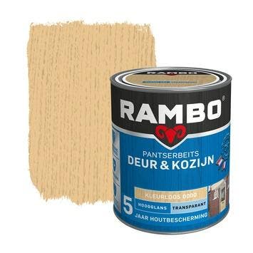 Rambo Pantserbeits Deur & Kozijn Transparant Kleurloos 0.75L, Minder dan 5 liter, Verzenden, Nieuw, Beits