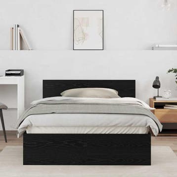 vidaXL Bedframe met hoofdbord Zwart eiken 120 x 190 cm, Verzenden, Zwart, Nieuw, Twijfelaar