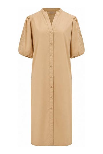 Nukus Jurk in maat M Beige, Nukus, Verzenden, Zo goed als nieuw, Beige