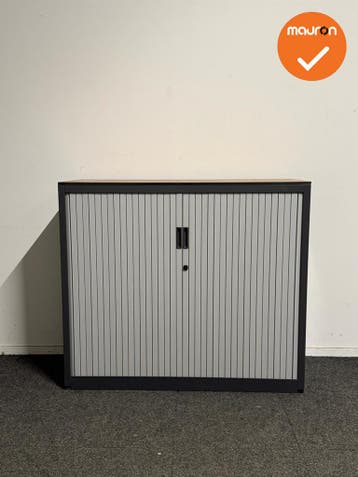Aspa - Roldeurkast - 105x120x47 cm - Antraciet/Lichtgrijs -, Werkplek, Ophalen of Verzenden, Gebruikt, Kast