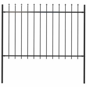 vidaXL Tuinhek Woerden met speerpunt staal 170x120 cm zwart, Verzenden, Nieuw, IJzer, 1 tot 2 meter