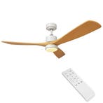 LED Plafondventilator | Hout + Wit | 18W | 1440 lumen, Ophalen of Verzenden, Nieuw, Plafondventilator