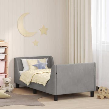 vidaXL Bedframe voor kinderen met hoofdbord Lichtgrijs 80 x, Verzenden, Nieuw, Stof