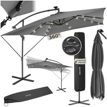 Parasol Sunna LED-zonneenergie met zwengel 2,5 x 2,5 m, Verzenden, Nieuw