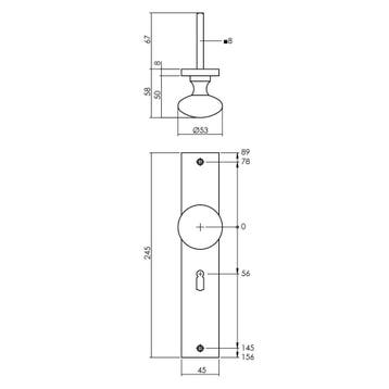 Intersteel knopschild rechthoekig 245x45mm vaste knop en, Verzenden, Nieuw