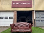 Bankstel Springvale Chesterfield Blenheim  bank bruin leer, Design, Driepersoons, Zo goed als nieuw, Rechte bank