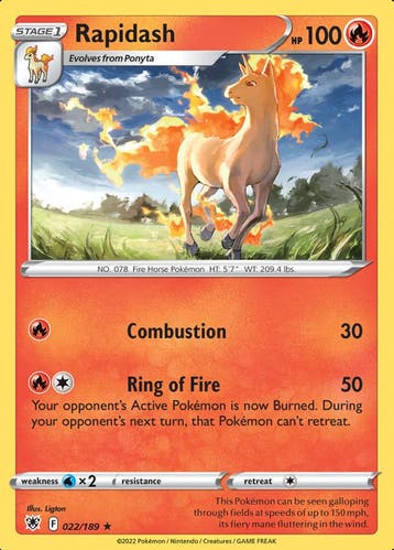 Rapidash 022/189 Astral Radiance, Hobby en Vrije tijd, Ophalen of Verzenden, Nieuw, Losse kaart, Foil
