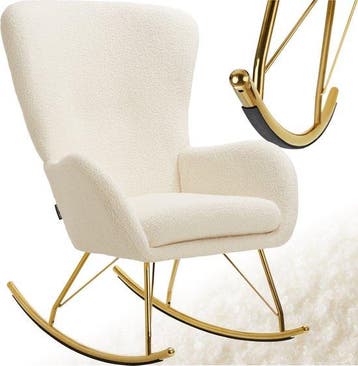 2dekans | tectake® Swing Schommelstoel – Gestoffeerde Bouclé, Ophalen of Verzenden, Zo goed als nieuw