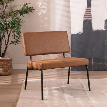 50% Korting: Industriële fauteuil Espen cognac eco-leer, Ophalen, Zo goed als nieuw, Industrieel