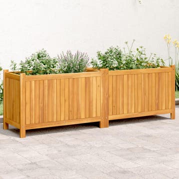 vidaXL Plantenbak met voering 153x38,5x50 cm massief, Tuin en Terras, Bloembakken en Plantenbakken, Verzenden, Nieuw, Hout