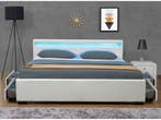 Gestoffeerd bed Lyon - 140 x 200 cm - Wit - LED Verlichting, Verzenden, Nieuw