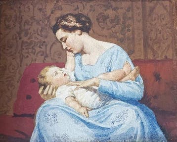 Italiaanse school (XX) - Madre col bambino, Antiek en Kunst
