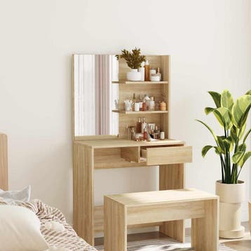 vidaXL Kaptafel met spiegel 74,5x40x141 cm sonoma, Minder dan 50 cm, 50 tot 100 cm, Verzenden, Nieuw