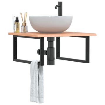 vidaXL Badkamer wandschap staal en massief eikenhout, Verzenden, Nieuw