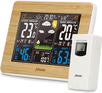 Weerstation - Binnen en buiten - Met buitensensor - Draadloo, Audio, Tv en Foto, Weerstations en Barometers, Verzenden, Zo goed als nieuw