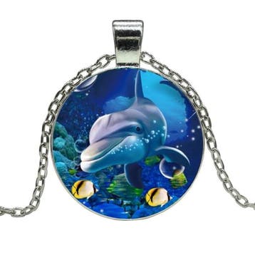 Fako Bijoux - Ketting - Cabochon - Dolfijn, Verzenden, Nieuw