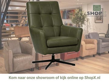 Leren draaifauteuil Central - Granada Moss (olijf/groen), Nieuw, Ophalen of Verzenden, 75 tot 100 cm, Industrieel, Modern
