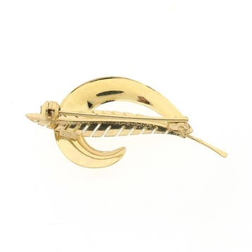 Gouden veer broche, Ophalen of Verzenden, Gebruikt, Goud, Goud