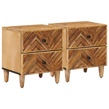 vidaXL Nachtkastje 2 st Bruin 40 x 33,5 x 46 cm Massief, Minder dan 45 cm, Verzenden, Nieuw, Minder dan 55 cm