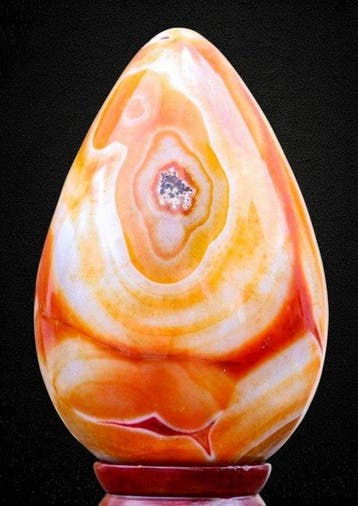 Grote 1,36 kg Carneool Kristal Ei - Levendig Oranje en Rood, Verzamelen, Mineralen en Fossielen
