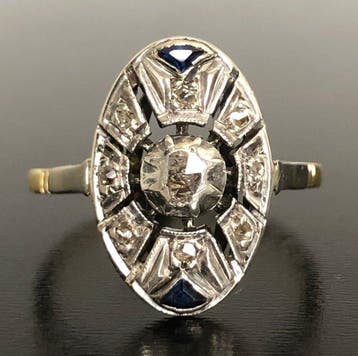 Zonder minimumprijs - Ring - 18 karaat Geel goud, Zilver -, Nieuw
