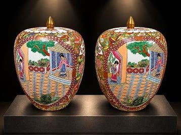 Pot (2) - Porselein - Familie Rose gemberpotten