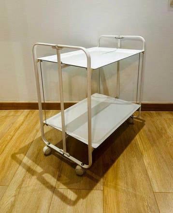 Serveerwagen - Wit metaal - vintage opvouwbare kar