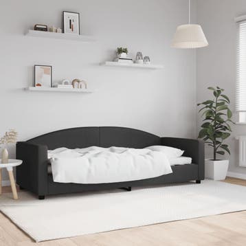 vidaXL Slaapbank 80x200 cm stof zwart, Eenpersoons, Verzenden, Zwart, Nieuw