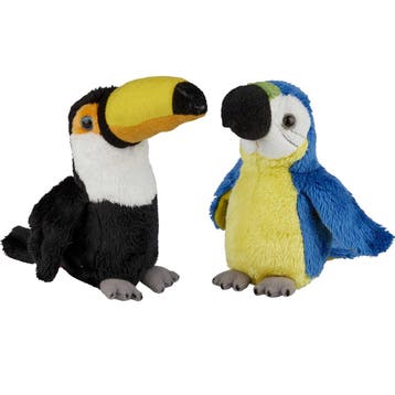Tropische vogels knuffels - pluche - set van 2 - 15 cm, Verzenden, Nieuw