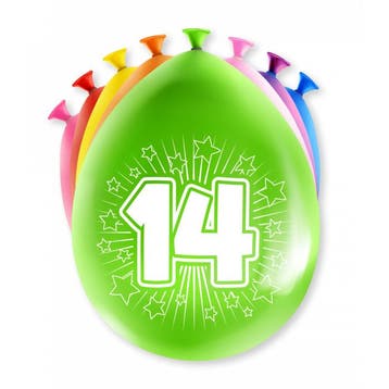 Party Ballonnen 14 Jaar (8st), Ophalen of Verzenden, Nieuw
