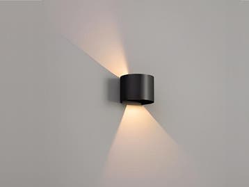 Veiling - 4x 12W LED zwart Wandlamp rond duo licht verstelba, Nieuw