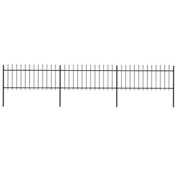 vidaXL Tuinhek met speerpunt staal 504x80 cm zwart, Verzenden, Nieuw, IJzer, Minder dan 1 meter