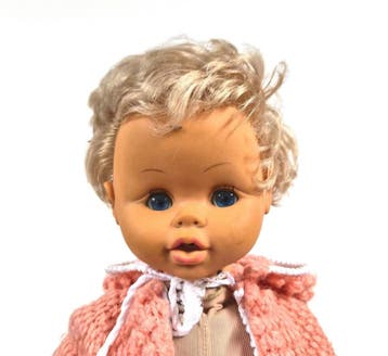 Vintage Bella 45-15 babypop met drink-en-plasfunctie en, Kinderen en Baby's, Verzenden, Gebruikt